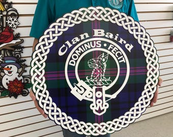 Custom Scottish 3D Celtic Clan Sign with Coat of Arms & Tartan Background