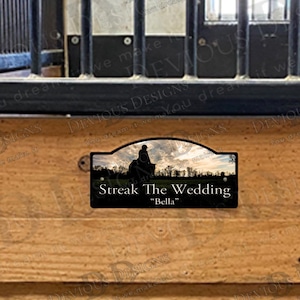 Barn Stall Sign with Full Background Picture | Horse Stall Name Plate | Custom Name Sign for Horse Stall