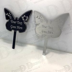 Personalized and Custom Name and Text Cemetery Memorial Butterfly Stake / Grave Decoration image 2