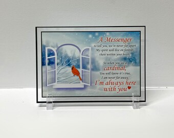 The Cardinal Always with You Memorial Plaque | Sympathy Gift | Desk Picture | Custom Bereavement Keepsake Photo Frame Sign