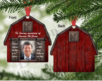 Personalized Red Barn "In Loving Memory of" Ornament | Made in Canada | Christmas