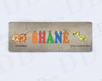 Custom Name Puzzle with Dinosaurs, Personalized Toy Gift, Custom Wooden Baby Present, Baby Keepsake, Early Childhood Education, Learning