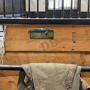 Barn Stall Sign with Full Background Picture Horse Stall Name Plate Custom Name Sign for Horse Stall image 2