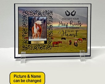 Rainbow Bridge Hoof Print Horse Memorial Plaque | Sympathy Gift Pet Loss | Keepsake | Equine Horse Bereavement Keepsake Photo Frame Sign