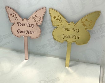 Personalized and Custom Name and Text Cemetery Memorial Butterfly Stake / Grave Decoration