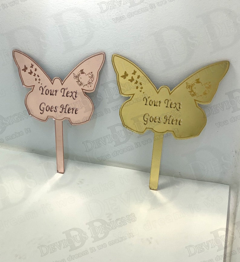 Personalized and Custom Name and Text Cemetery Memorial Butterfly Stake / Grave Decoration image 1