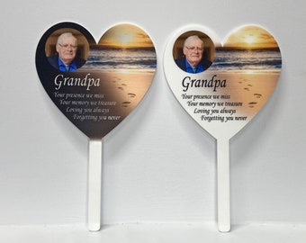 Footprints in the Sand Personalized Cemetery Memorial Heart Stake / Grave Decoration