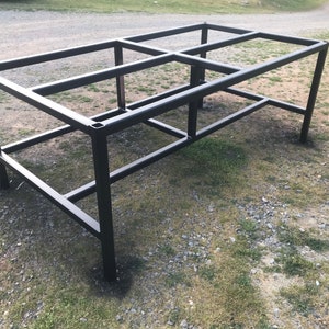 Custom industrial welded steel workbench desk table for garage shop office