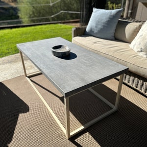 Steel and concrete outdoor coffee table