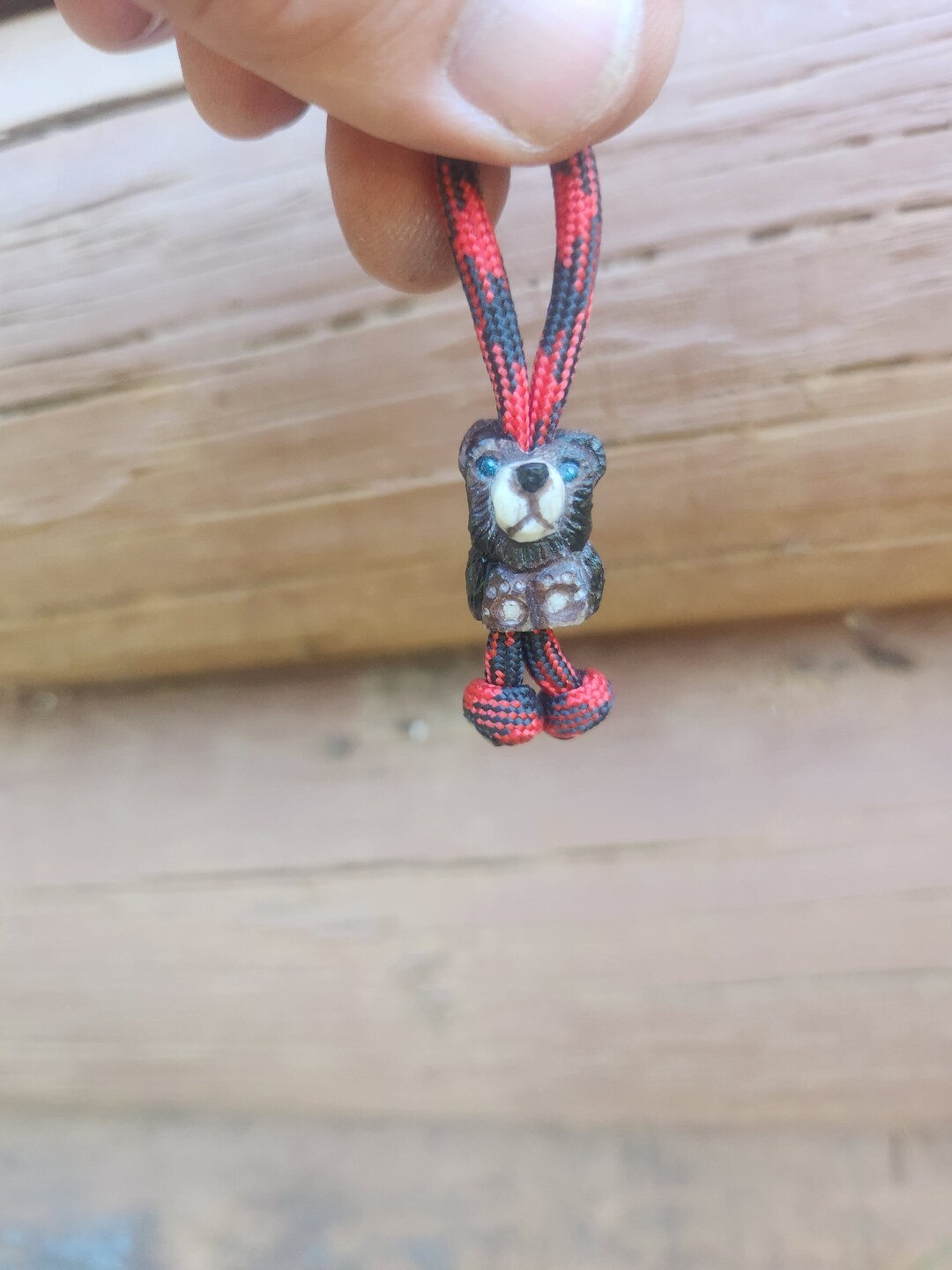 Little Bear Paracord/lanyard Beadcarved From Deer Antler Etsy