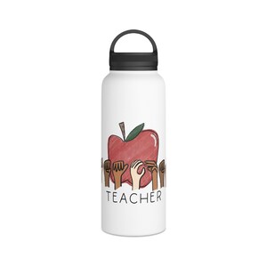 ASL (American Sign Language) &quot;Teacher&quot; Water Bottle, gifts for teachers, Deaf Education, Special Education, Speech Language Pathologist