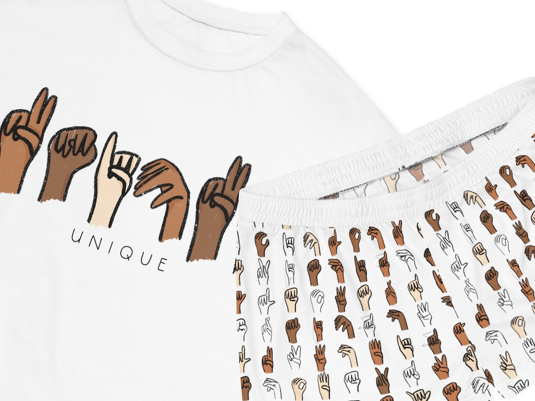 ASL unique Women's Short Pajama Set american Sign Language Etsy