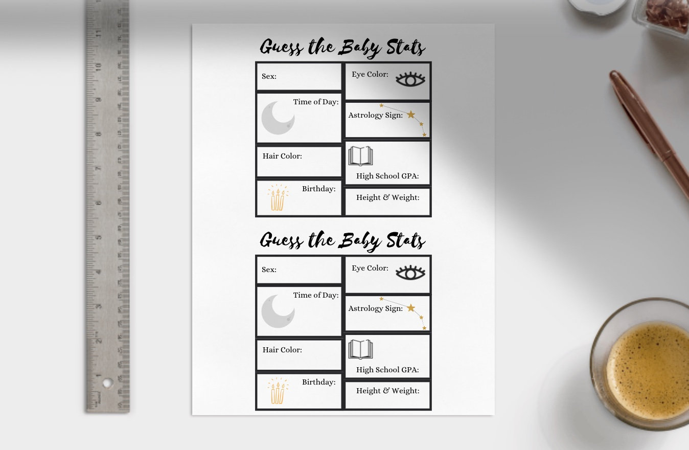 Guess the Baby Stats Printable - Etsy