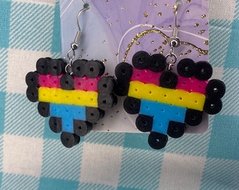Pansexual Pride Pixel Heart Earrings 0w0 cute kawaii earrings, Decora fairy Kei jewelry