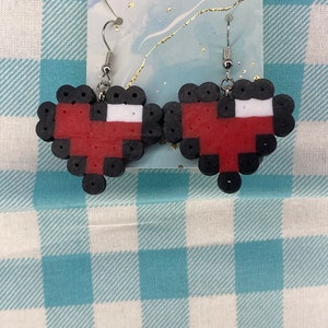 Pixel Heart Earrings 0w0 cute kawaii earrings, Decora fairy Kei jewelry