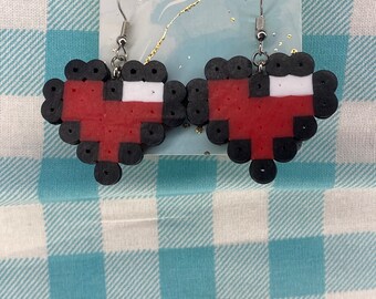 Pixel Heart Earrings 0w0 cute kawaii earrings, Decora fairy Kei jewelry