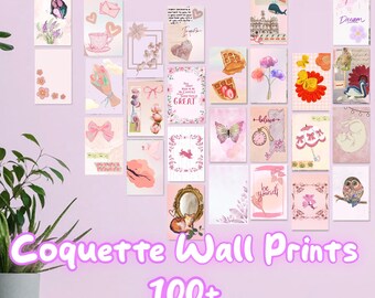 Coquette Vintage style pastel wall prints - 100+ digital designs