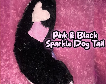Pink & Black Sparkle Dog Patch Tail