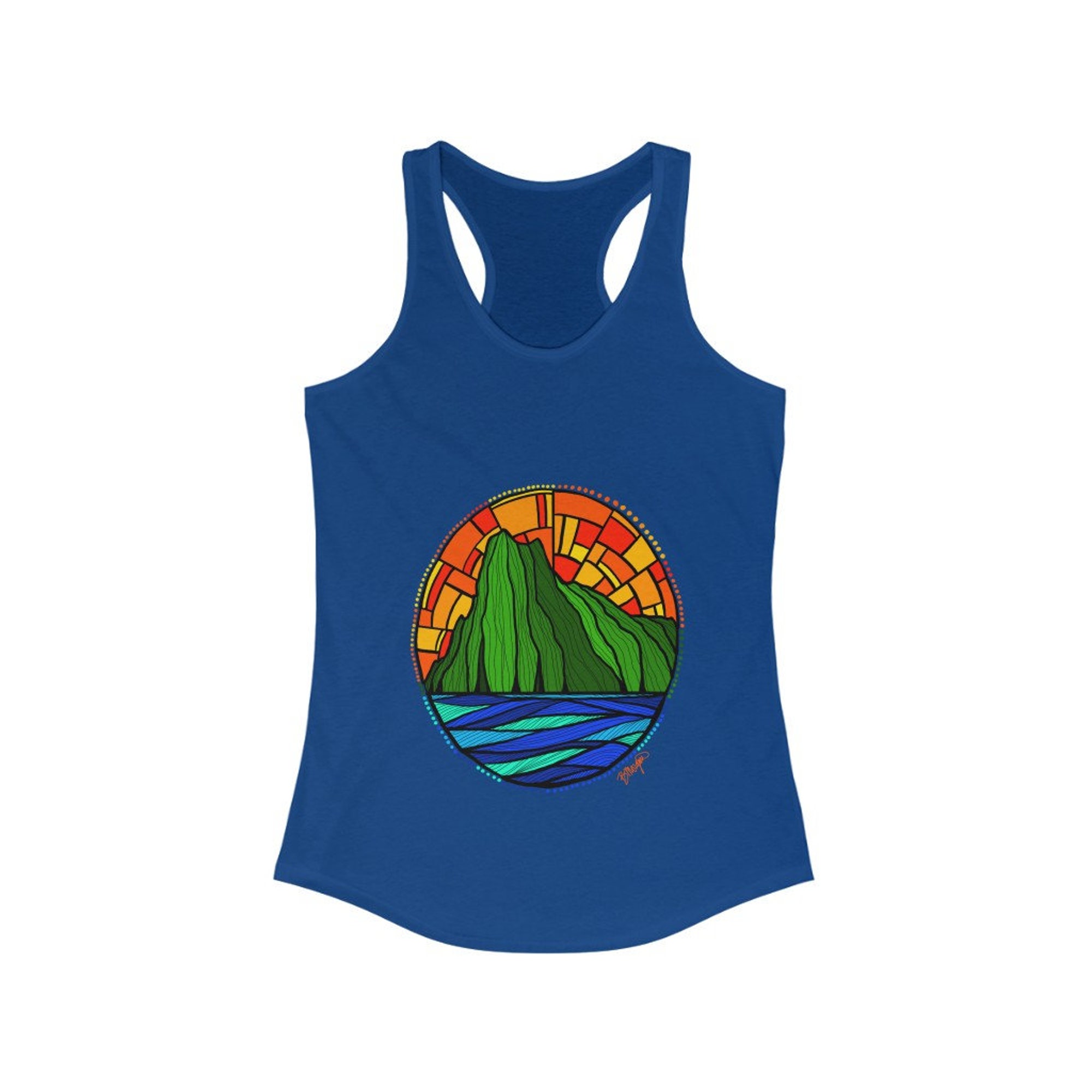 Women's Mountain Hawaii Racerback Tank Top for Girls, Summer Tank