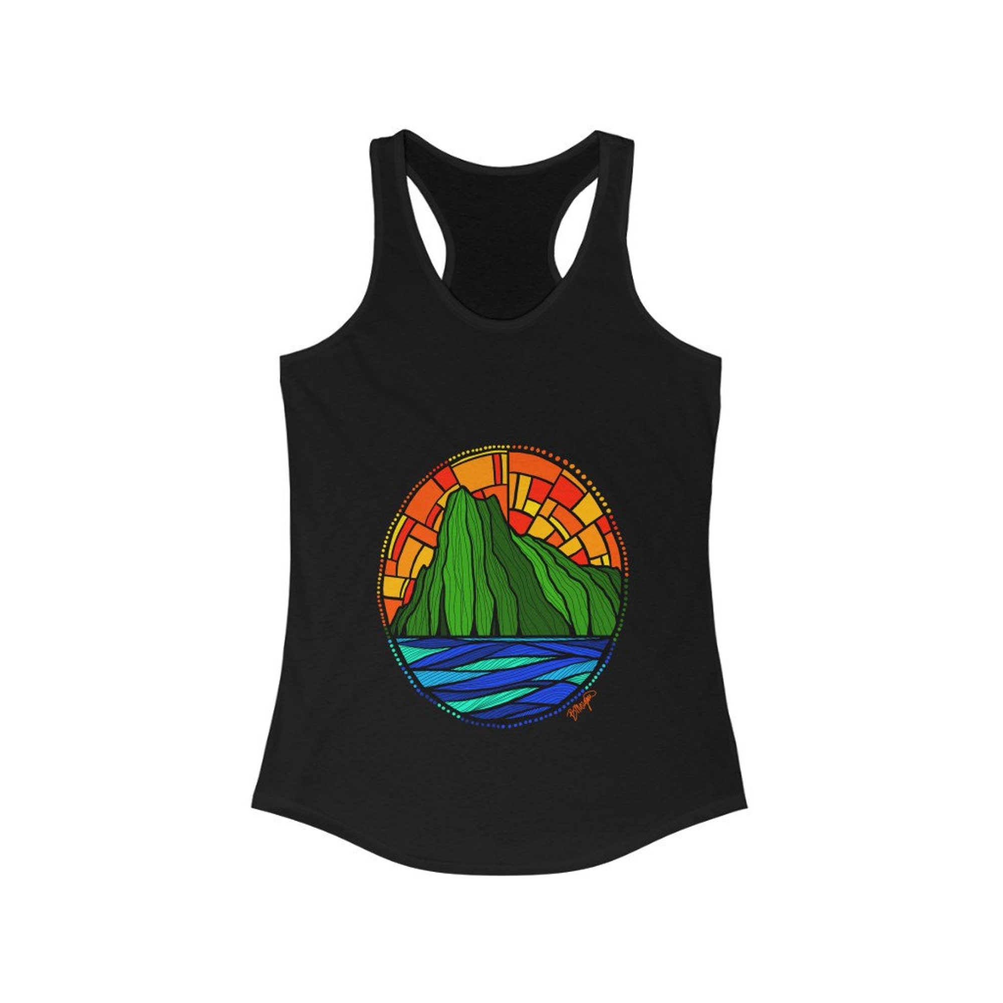 Women's Mountain Hawaii Racerback Tank Top for Girls, Summer Tank