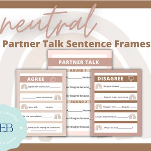 Neutral Partner Talk Sentence Frame Posters