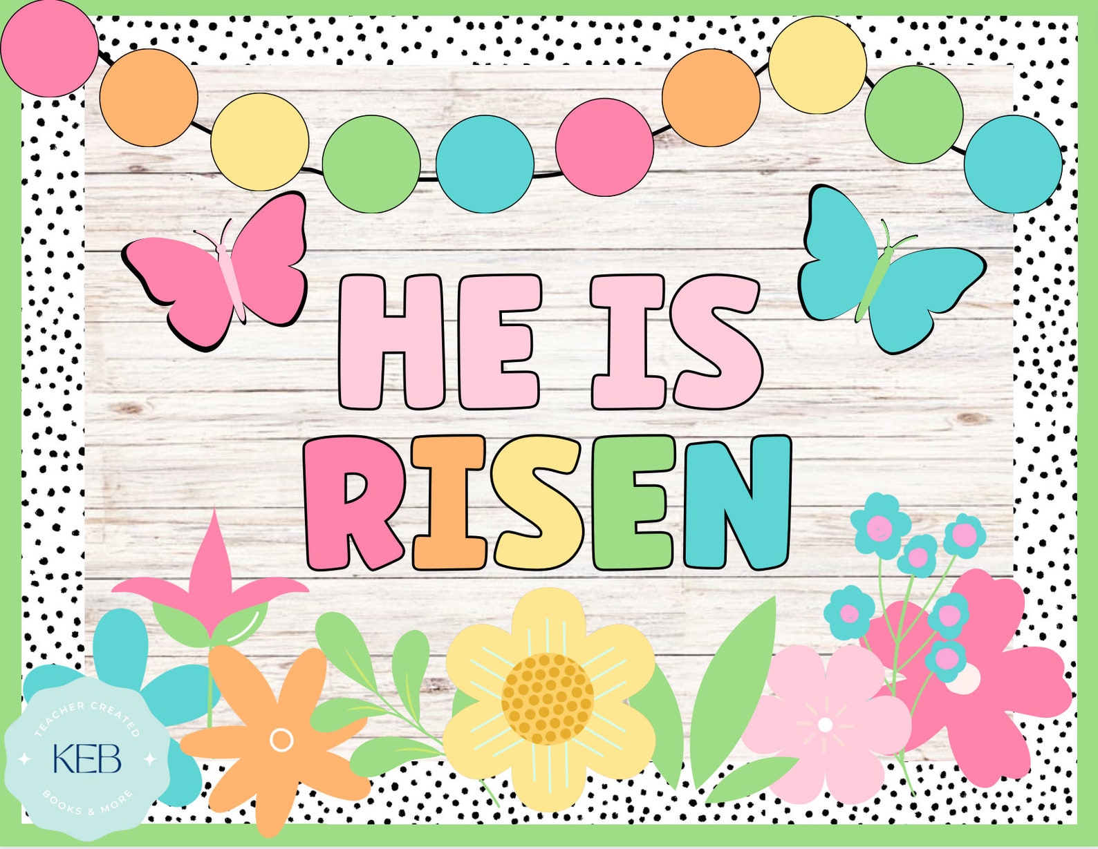 He is Risen Easter Bulletin Board Kit, Christian Easter Classroom Decor ...