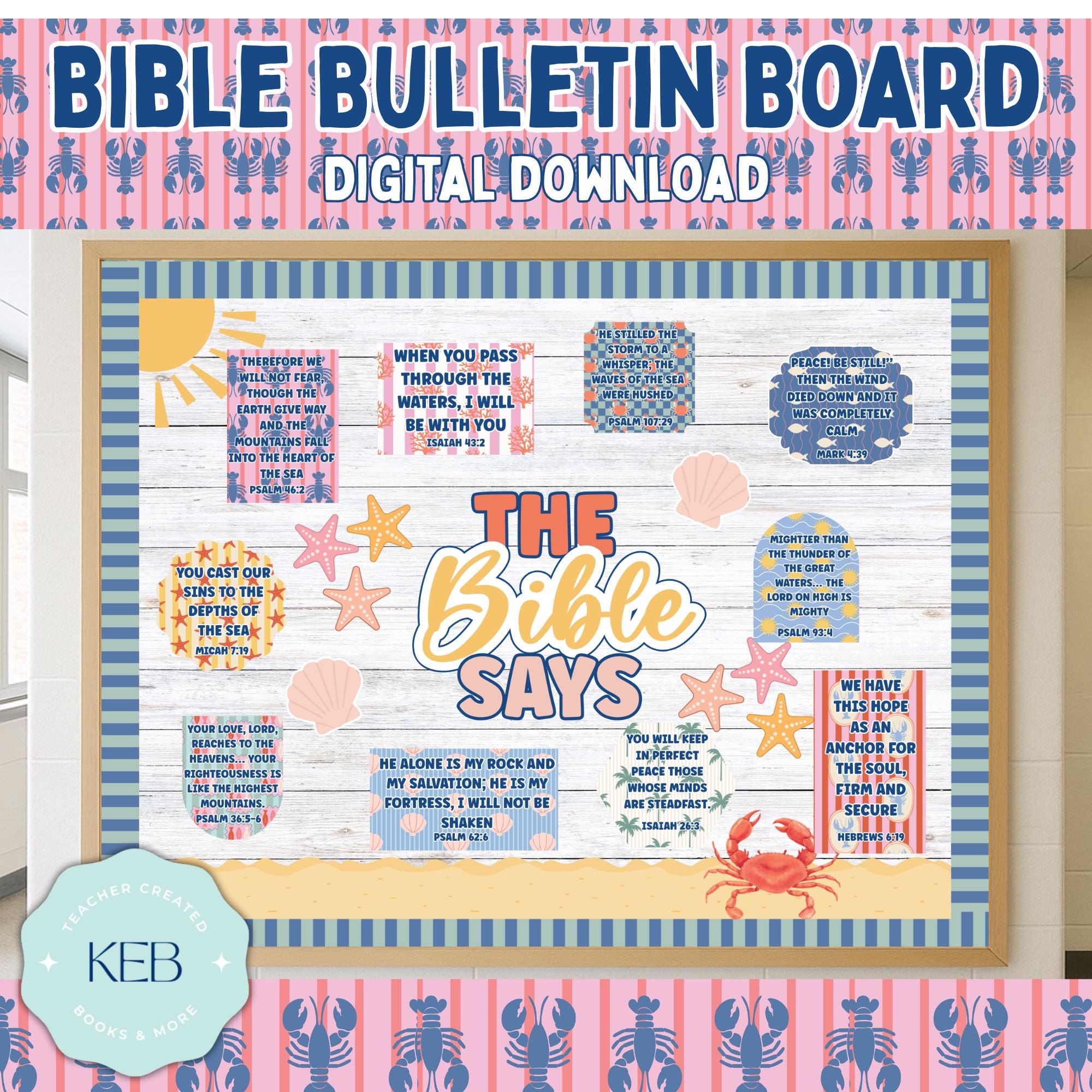 The Bible Says Beach Bulletin Board Kit | Ocean Theme Christian ...