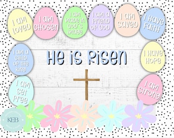Biblical Affirmation He is Risen Easter Bulletin Board Kit