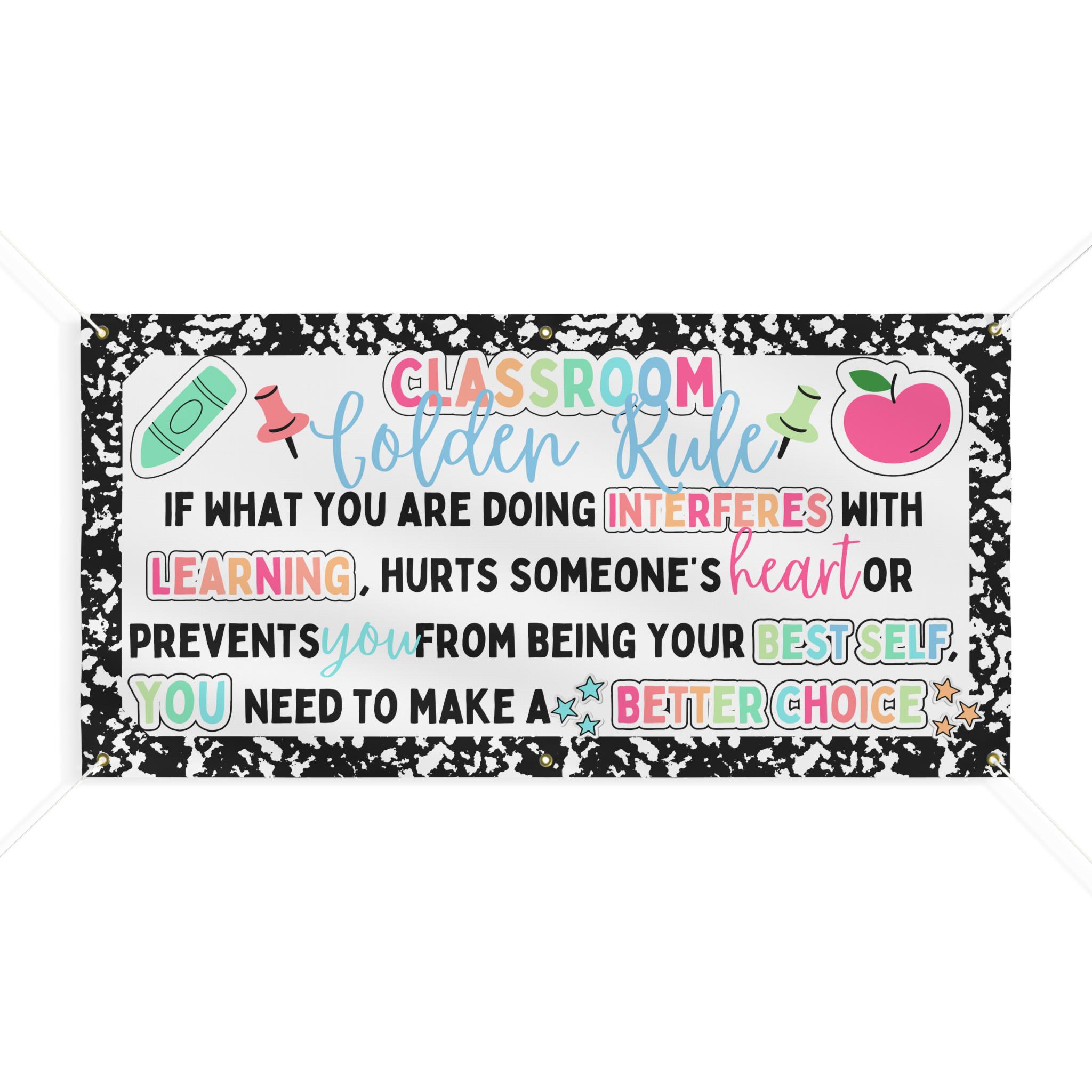 Golden Rules Header Classroom Golden Rule Vinyl Banner | 24 X 48 | Positive Behavior ...