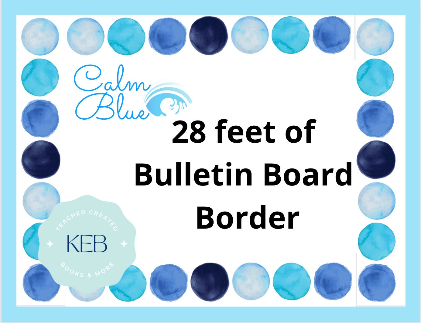 Calm Blue 28 Ft of Bulletin Board Border 
