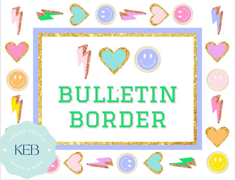 Bright Glitter Bulletin Board Border Etsy