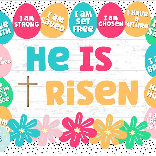 Biblical Affirmation He is Risen Easter Bulletin Board Kit