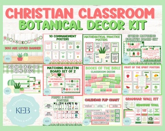 Paquete de decoración botánica cristiana para el aula