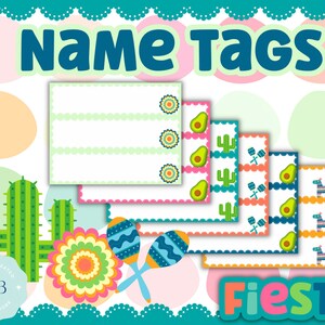 Fiesta Klassenzimmer leere Namensschilder oder Etiketten