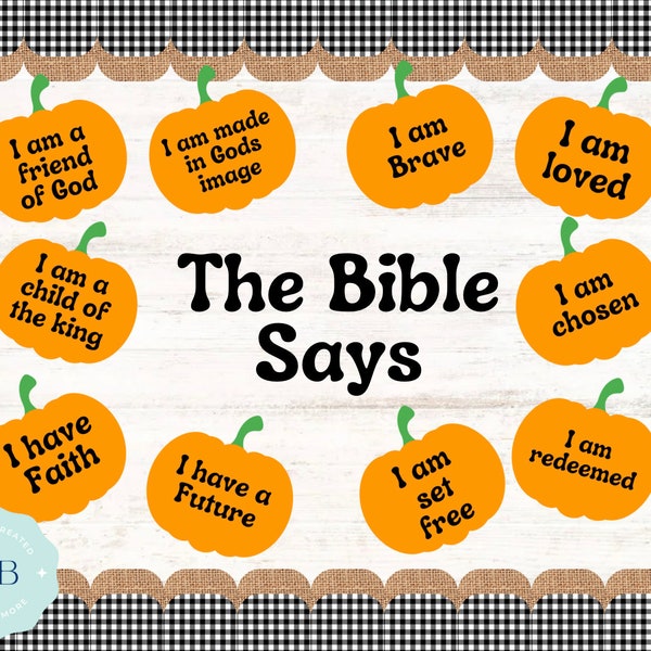 Biblical Affirmation Fall Pumpkin Bulletin Board Kit