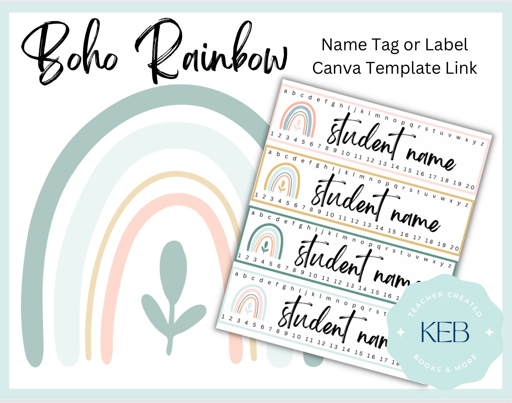 boho-rainbow-editable-student-name-tags-etsy for Free Printable Boho Name Tags Boho Rainbow Editable Student Name Tags - Etsy for Free Printable Boho Name Tags