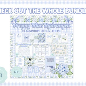 Preppy Blue Hydrangea Bulletin Board Borders - Etsy
