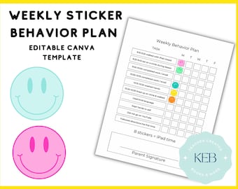 Weekly Sticker Behavior Plan Template