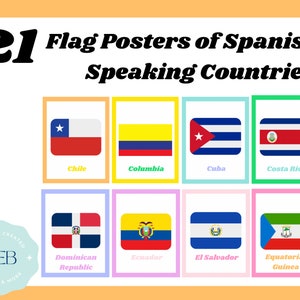21 Flag Posters of Spanish Speaking Countries