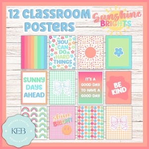 Sunshine Brights Posters | Rainbow Classroom Decor | Colorful Wall Decor
