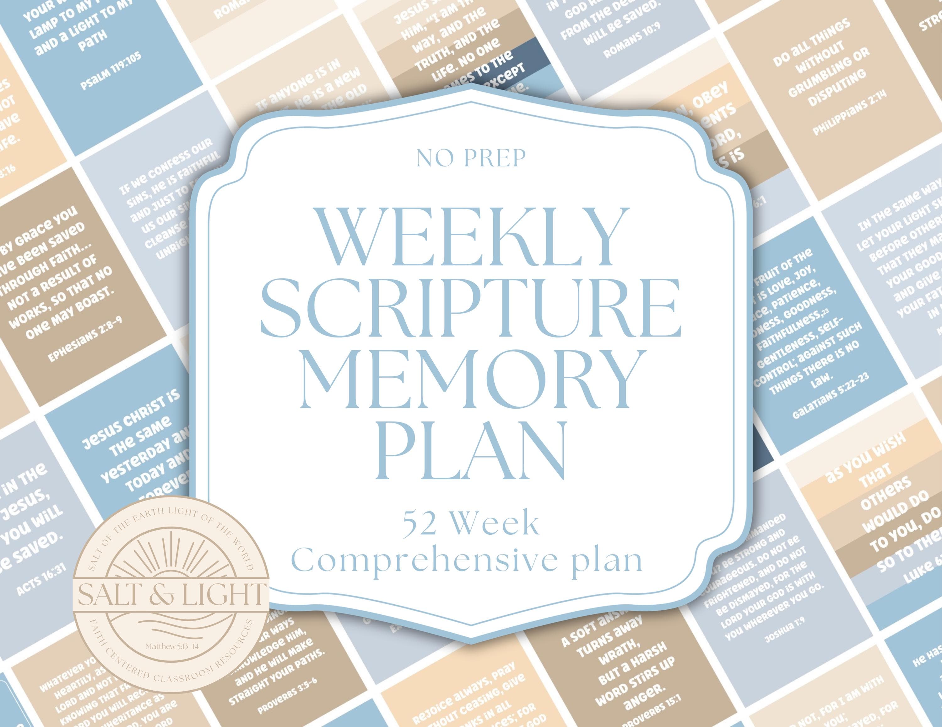 Scripture Memory Plan 52 Week Bible Verse Memory Plan for Kids and Adults | Christian School ...