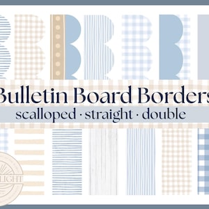 Pinnwand Bordüren Printable | Neutrales blaues Klassenzimmer Dekor | Ausgebackene Bordüre | Boho Küsten Klassenzimmer | Lehrer Dekor druckbar