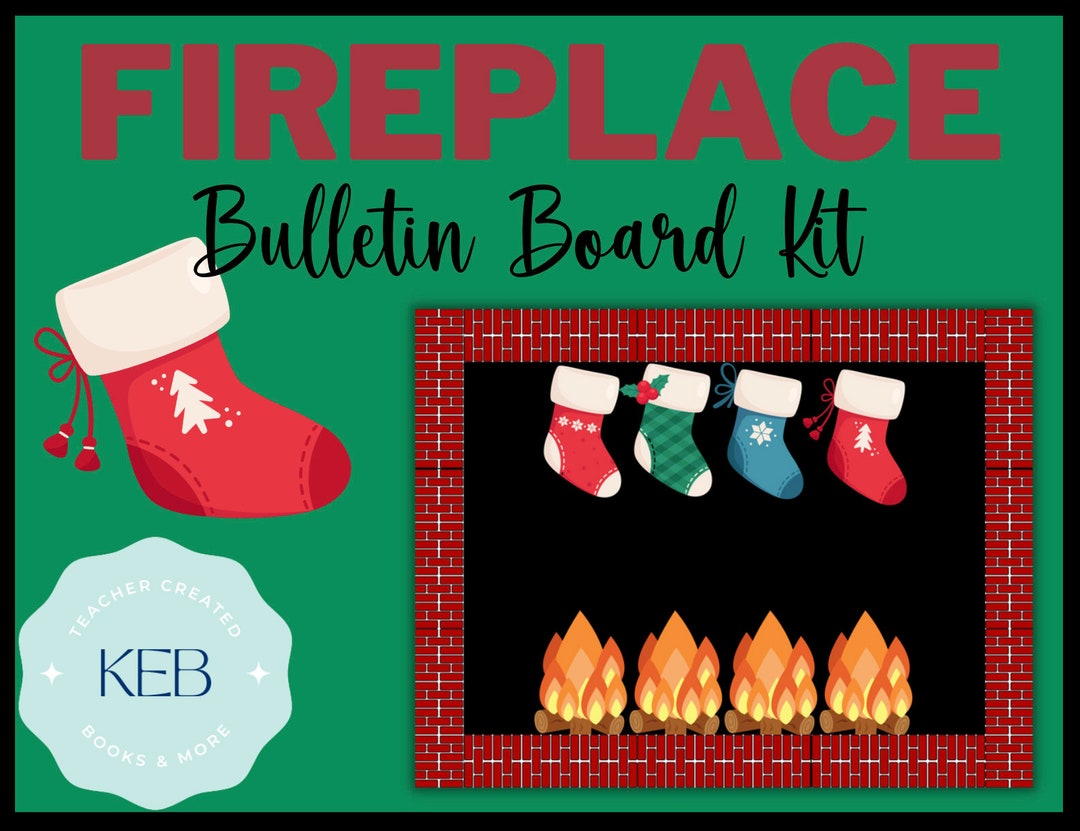 Fireplace Winter Christmas Bulletin Board Kit Etsy