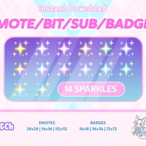Twitch Sparkles Emotes & Badges | Rainbow | Stars | Cute | Stream