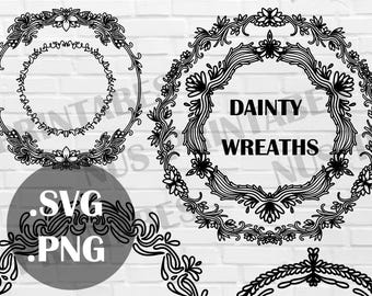 Floral Wreath SVG, Circle Frame Monogram (Digital Download)
