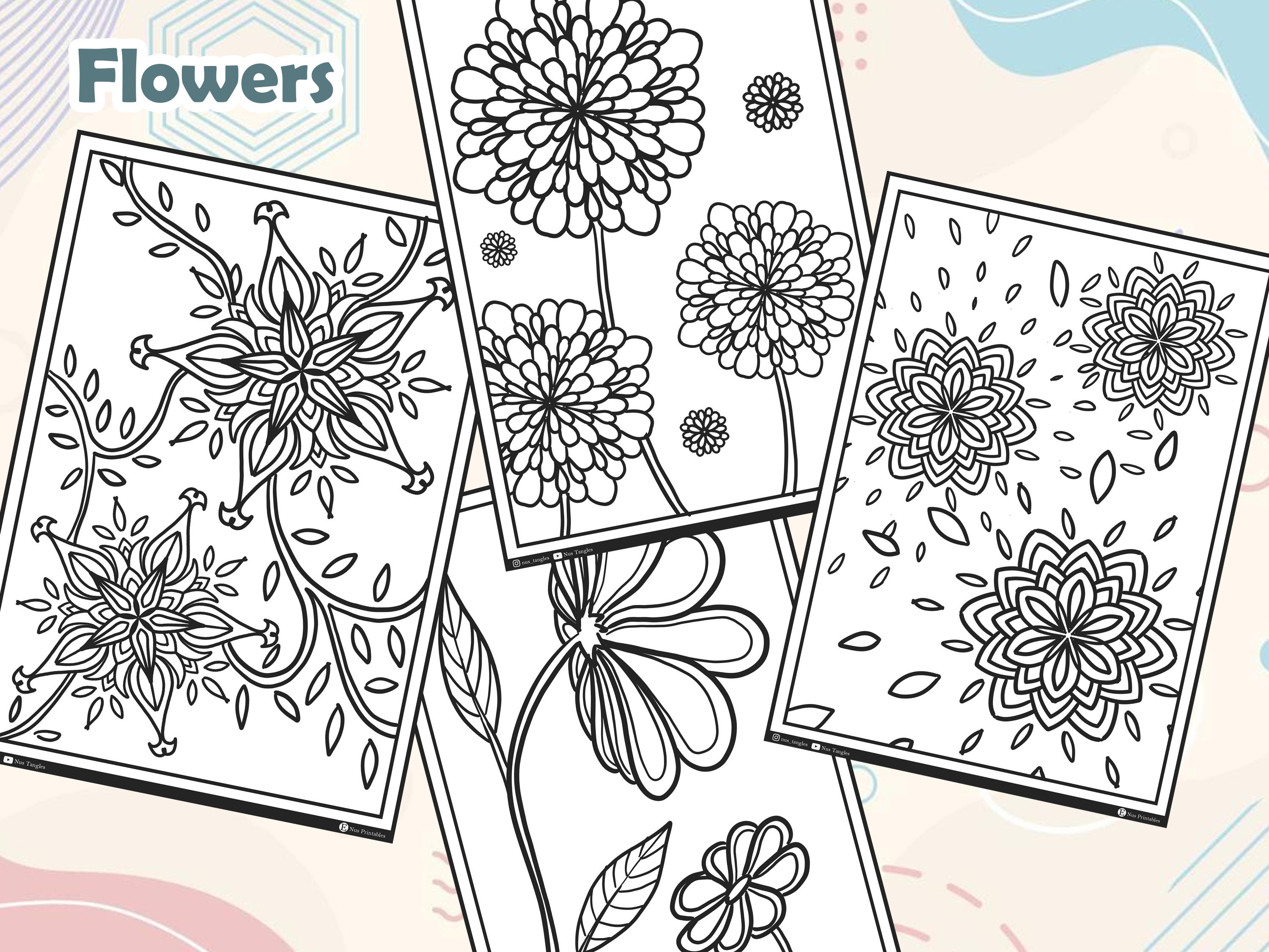 10 Creative Zentangle Patterns Practice Sheets, Botanical Zentangle ...