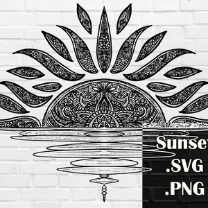 Zonsondergang zonsopgang SVG, zonsondergang ontwerp voor Cricut, zonsondergang silhouet, zonsondergang lasersnijden, zonsondergang graveren, zon houtbewerking, zon vinyl ambachten
