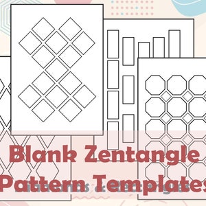 12 Zentangle Pattern Templates, Blank Zentangle tiles, creative geometric Zentangle practice sheet templates