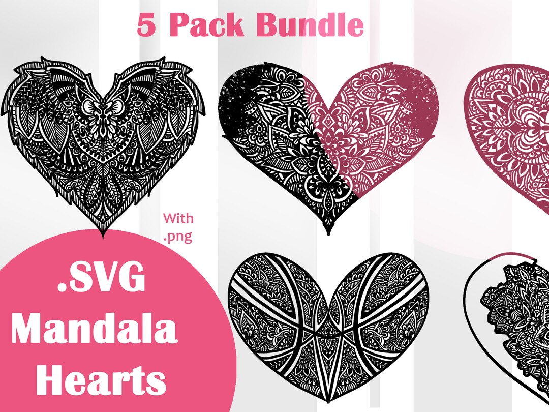 Mandala Heart SVG, Zentangle Heart Svg, Heart Cut File, Cricut Svg ...