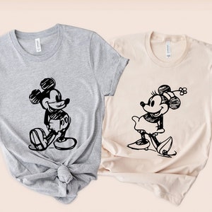 Mickey Minnie Sketch Paar Shirt, Disney passende Shirt, Disney Reise Shirt, Disney Kinder Shirt, Familie Disneyworld, Disney Familie Shirts